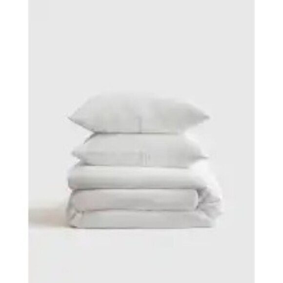 Quince Organic Jersey Duvet Cover 3PC Set Color White Size King Cal/ King -NEW- - Picture 7 of 8